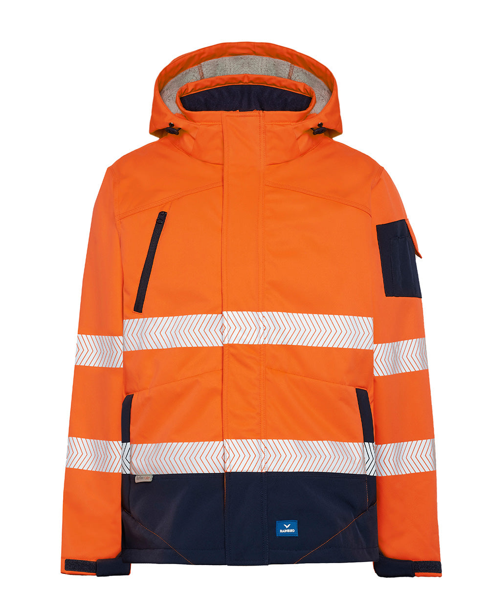 Jones Hi-Vis Softshell Coat in Fluoro Orange & Navy