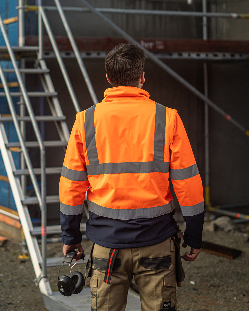 Landy Softshell Jacket in Fluoro Orange & Navy