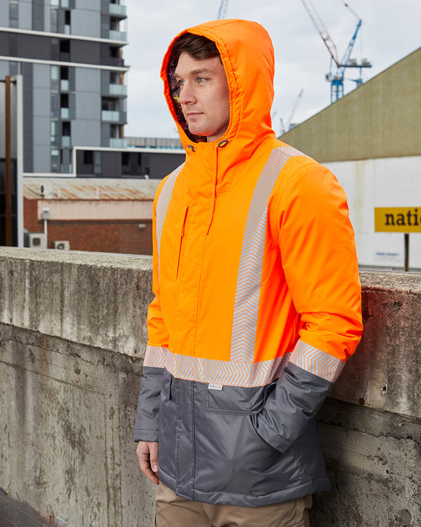 Hi-Vis Harvey Parka in Fluoro Orange & Charcoal