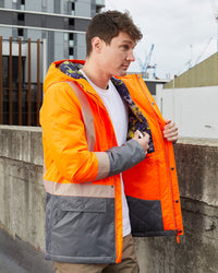 Harvey Parka in Fluoro Orange & Charcoal