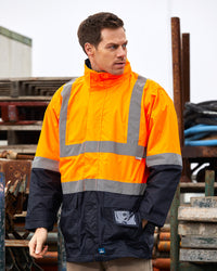 Hi-Vis Healy 4-in-1 Jacket & Vest in Fluoro Orange & Navy