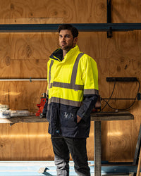 Hi-Vis Healy 4-in-1 Jacket & Vest in Fluoro Yellow & Navy