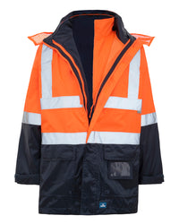 Hi-Vis Healy 4-in-1 Jacket & Vest in Fluoro Orange & Navy