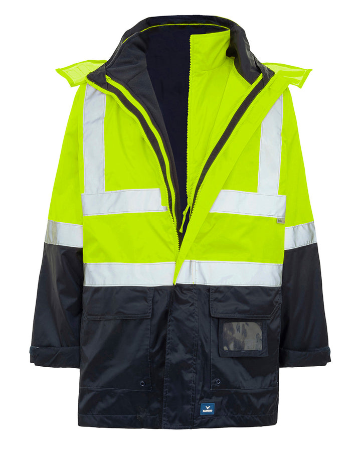 Hi-Vis Healy 4-in-1 Jacket & Vest in Fluoro Yellow & Navy