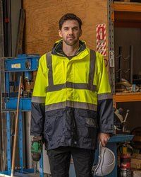 Hi-Vis Healy 4-in-1 Jacket & Vest in Fluoro Yellow & Navy