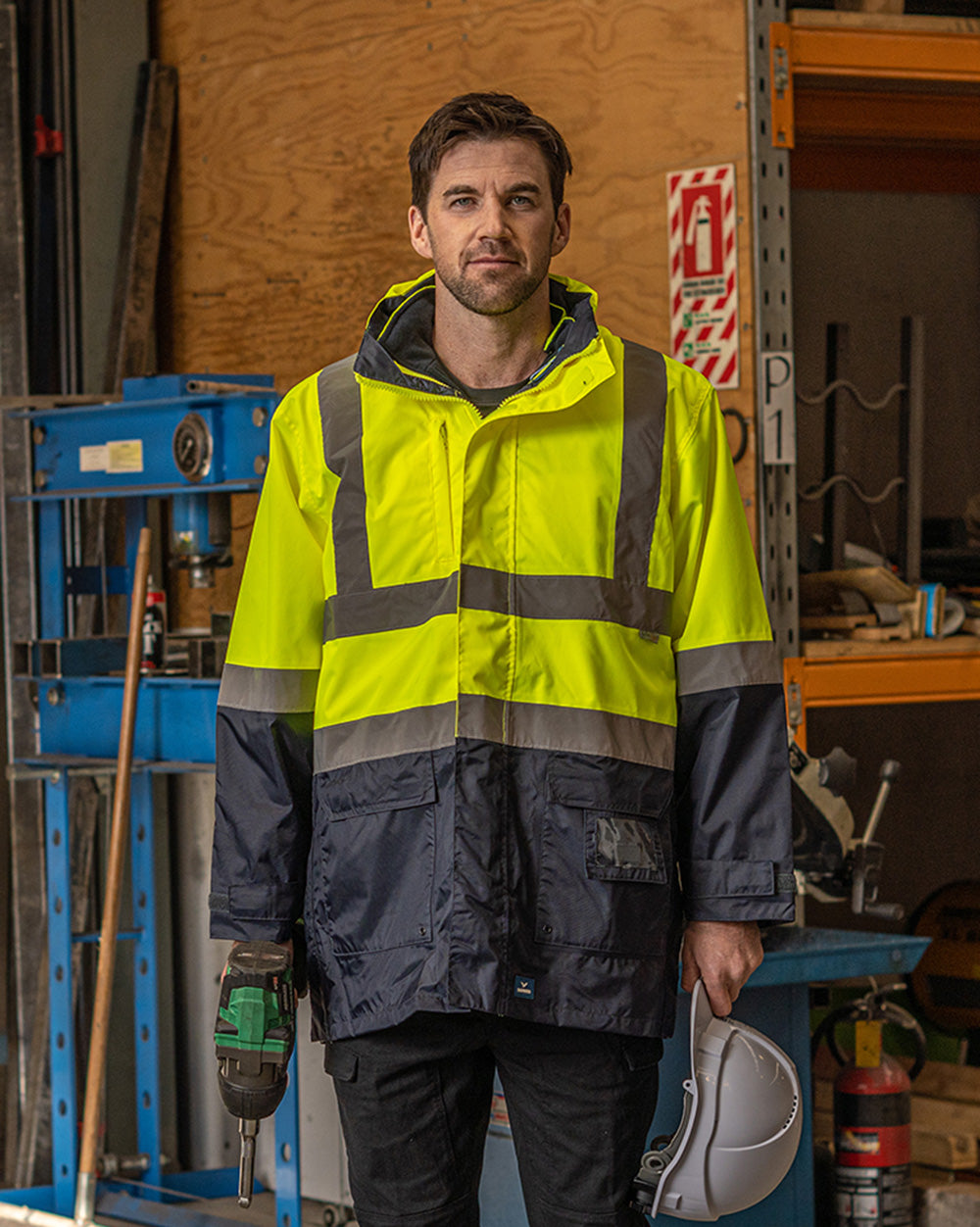 Healy 4-in-1 Jacket & Vest in Fluoro Orange & Navy