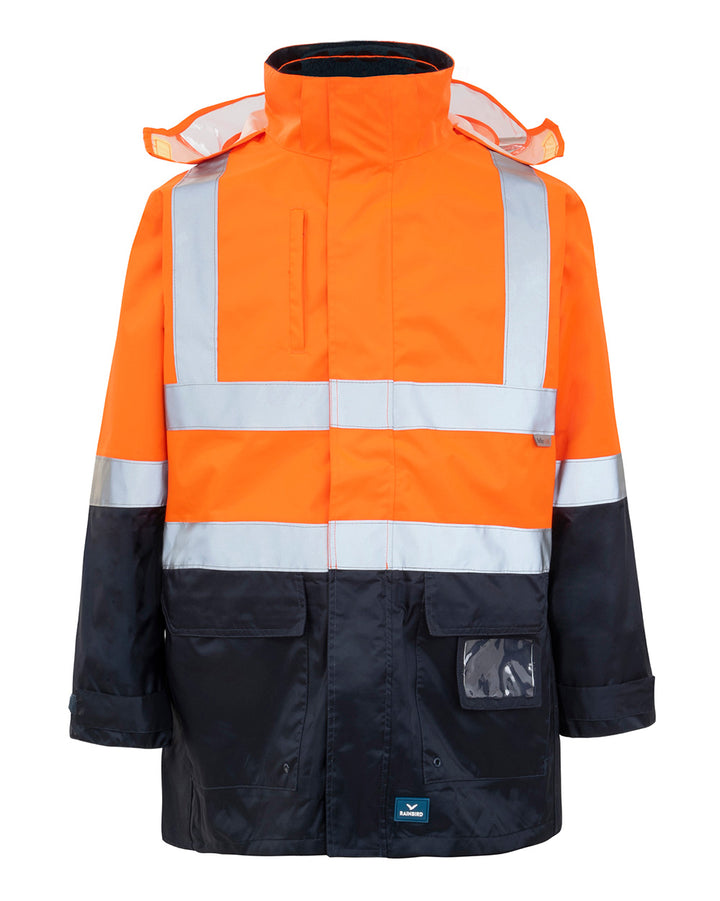 Hi-Vis 4-in-1 Utility Jacket & Vest in Fluoro Orange & Navy