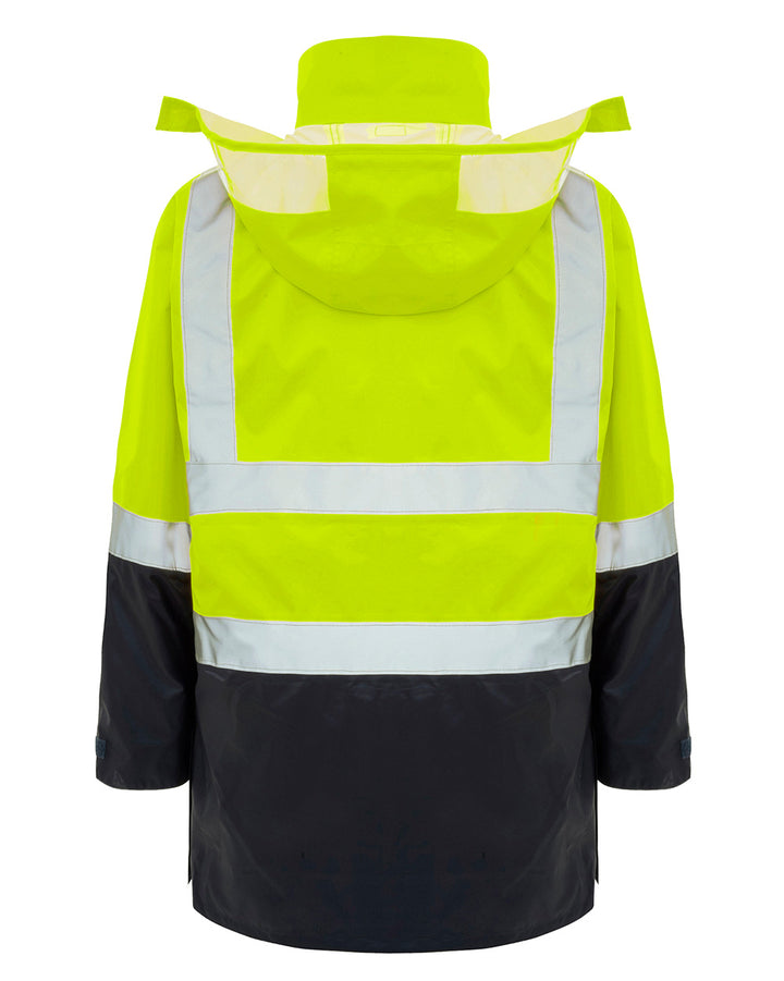 Hi-Vis 4-in-1 Utility Jacket & Vest in Fluoro Yellow & Navy