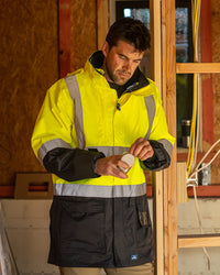Hi-Vis 4-in-1 Utility Jacket & Vest in Fluoro Yellow & Navy