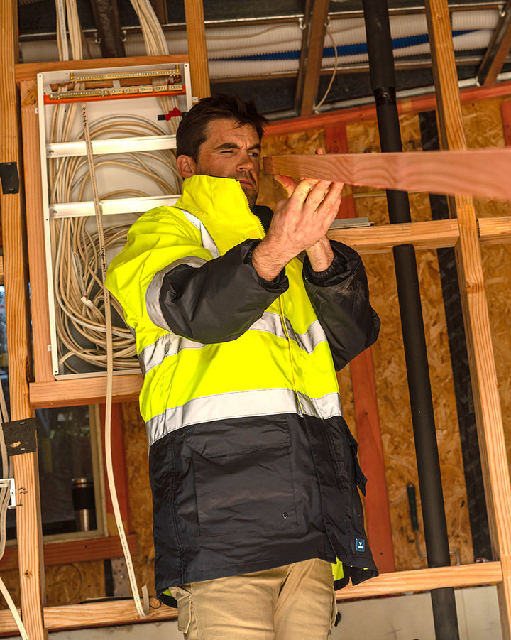 Hi-Vis 4-in-1 Utility Jacket & Vest in Fluoro Yellow & Navy