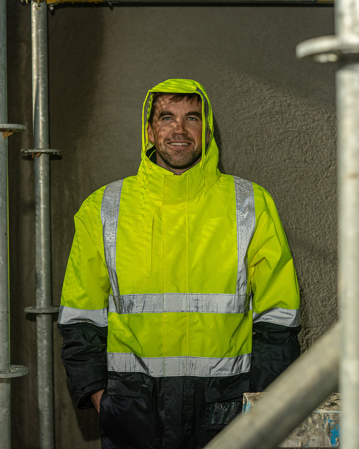 Hi-Vis 4-in-1 Utility Jacket & Vest in Fluoro Yellow & Navy