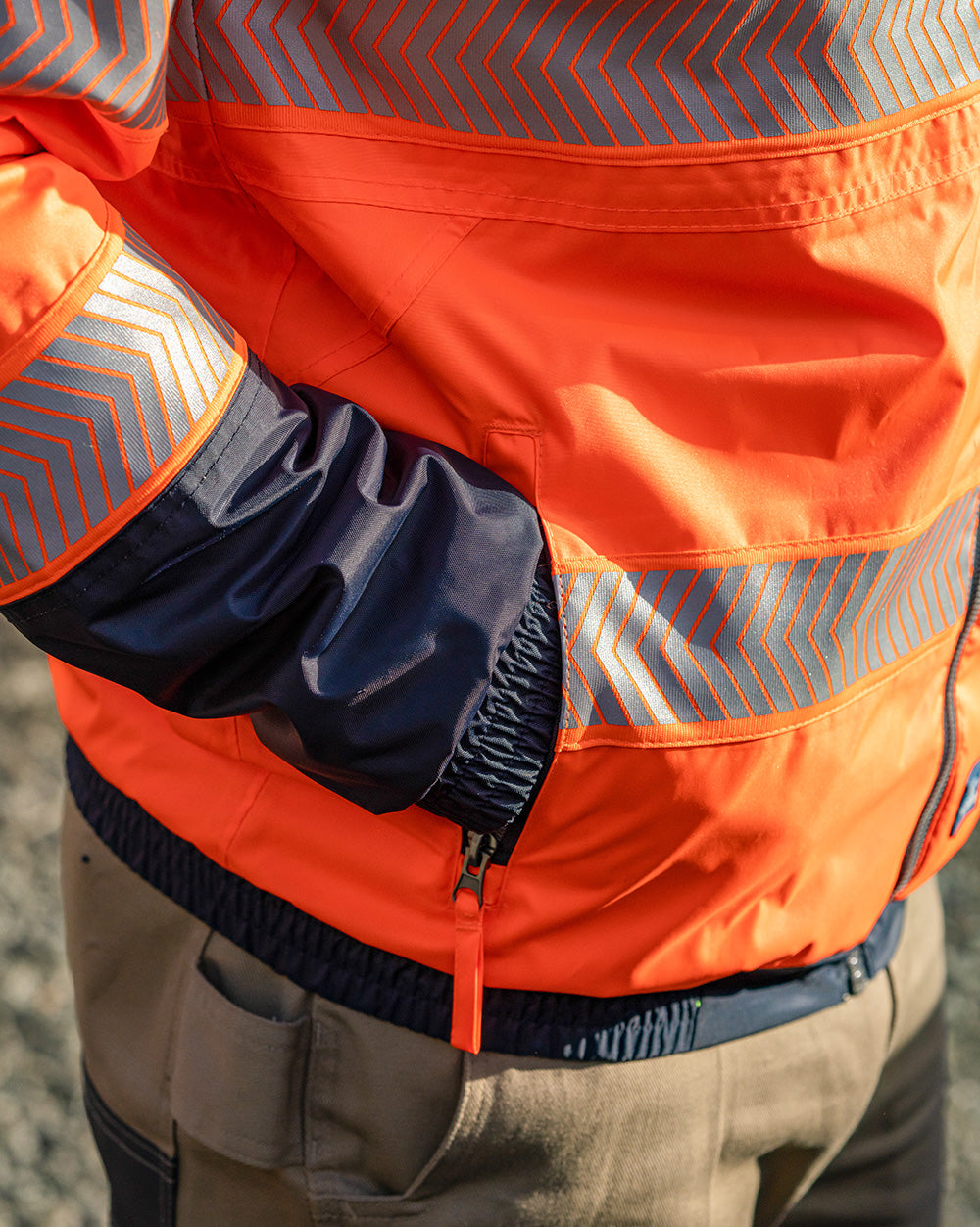 Cahill Hi-Vis Jacket in Fluoro Orange & Navy