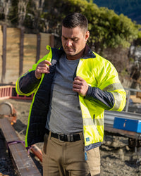 Cahill Hi-Vis Jacket in Fluoro Yellow & Navy