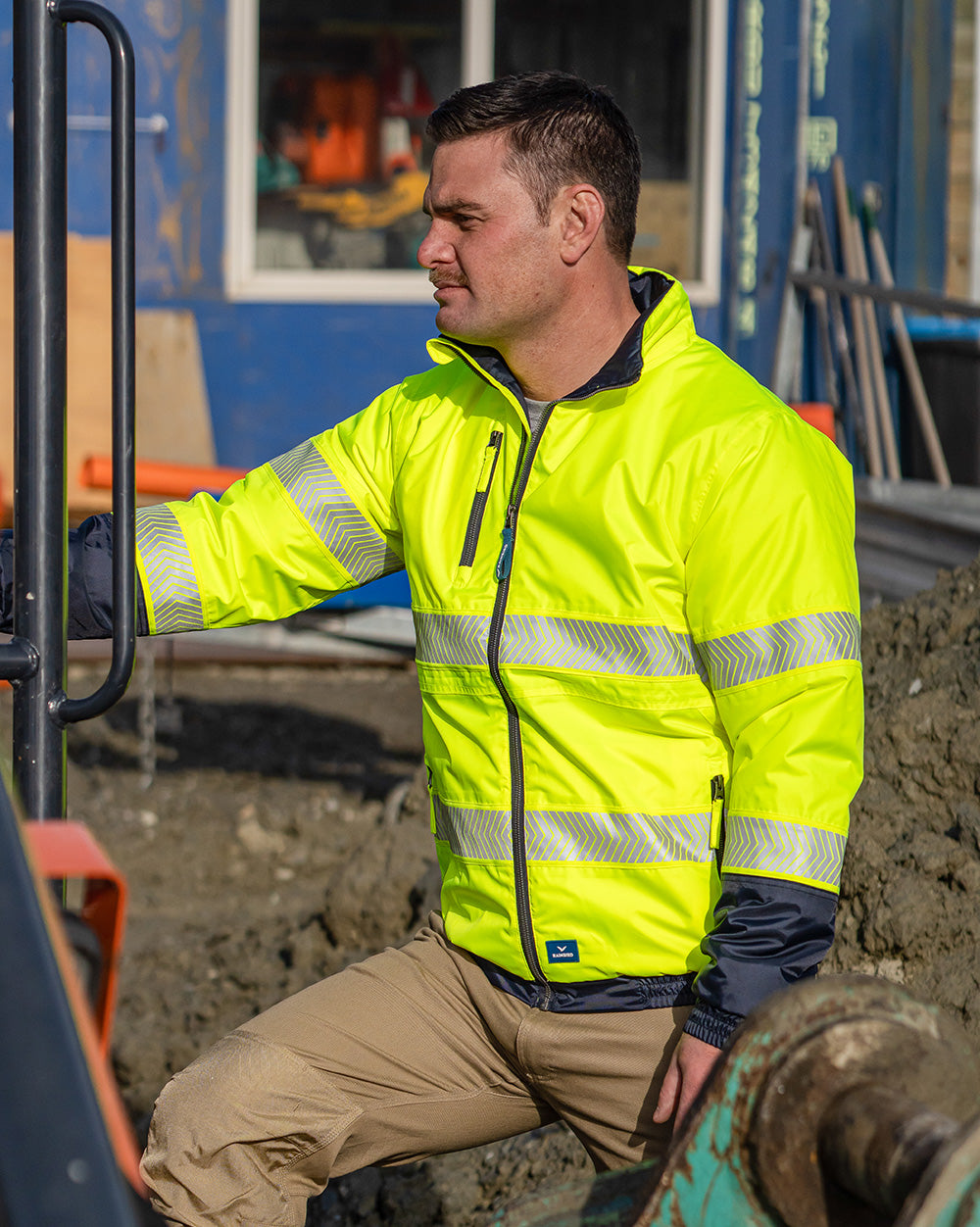 Cahill Hi-Vis Jacket in Fluoro Yellow & Navy