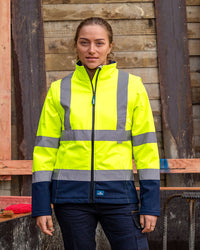 Carroll Softshell Jacket in Fluoro Yellow & Navy