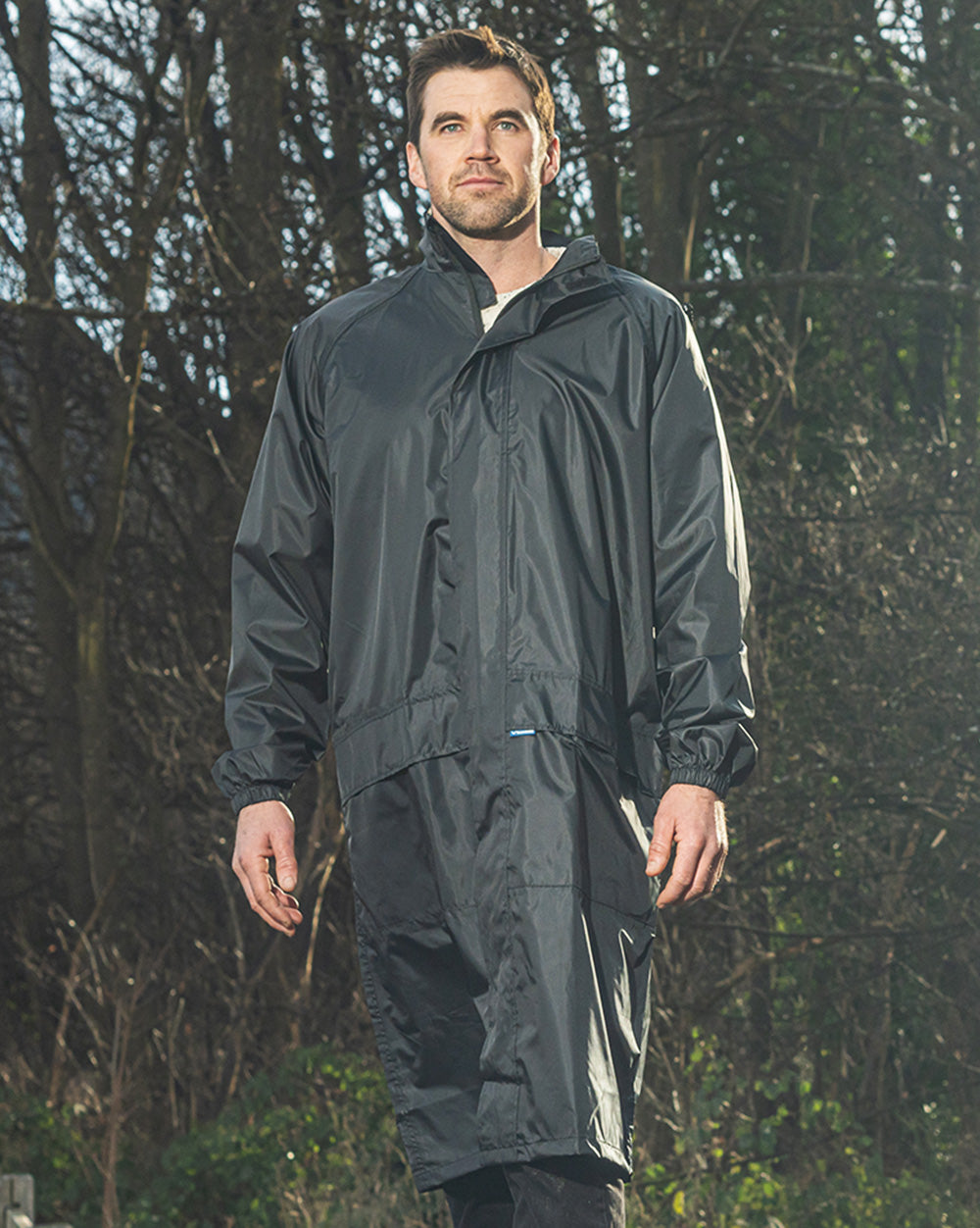 Eales Long Jacket in Black – Rainbird Workwear - Main Image