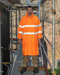 Hi-Vis Eales Long Jacket with Tape in Fluoro Orange