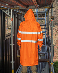 Hi-Vis Eales Long Jacket with Tape in Fluoro Orange