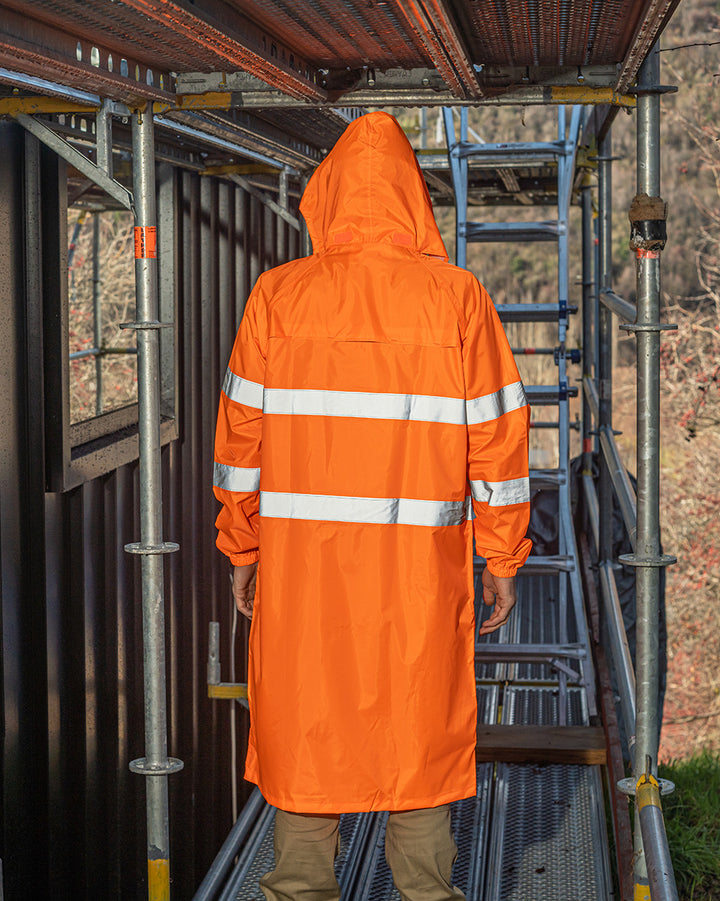 Hi-Vis Eales Long Jacket with Tape in Fluoro Orange