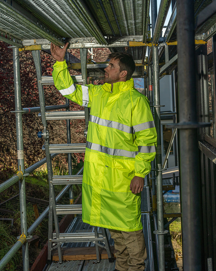 Hi-Vis Eales Long Jacket with Tape in Fluoro Yellow