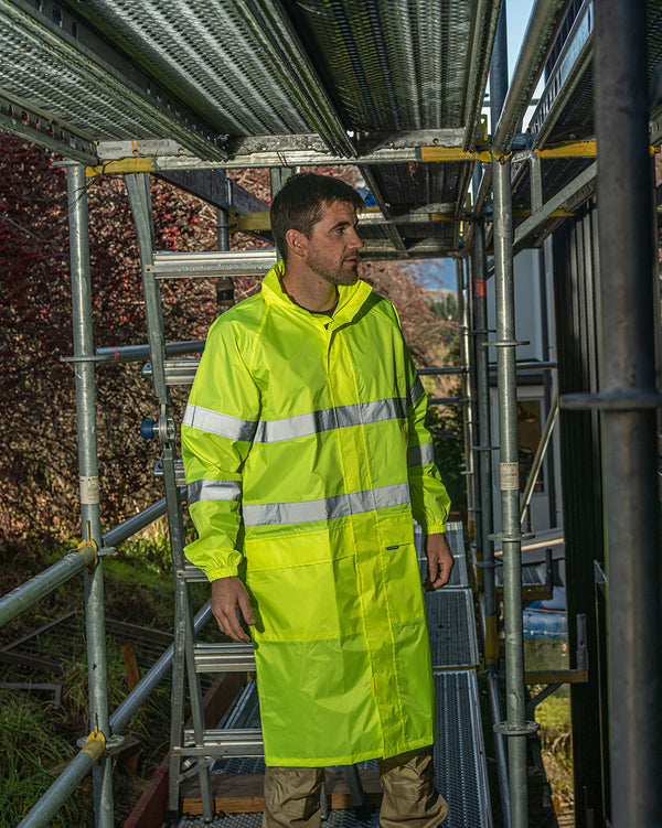Hi-Vis Eales Long Jacket with Tape in Fluoro Yellow