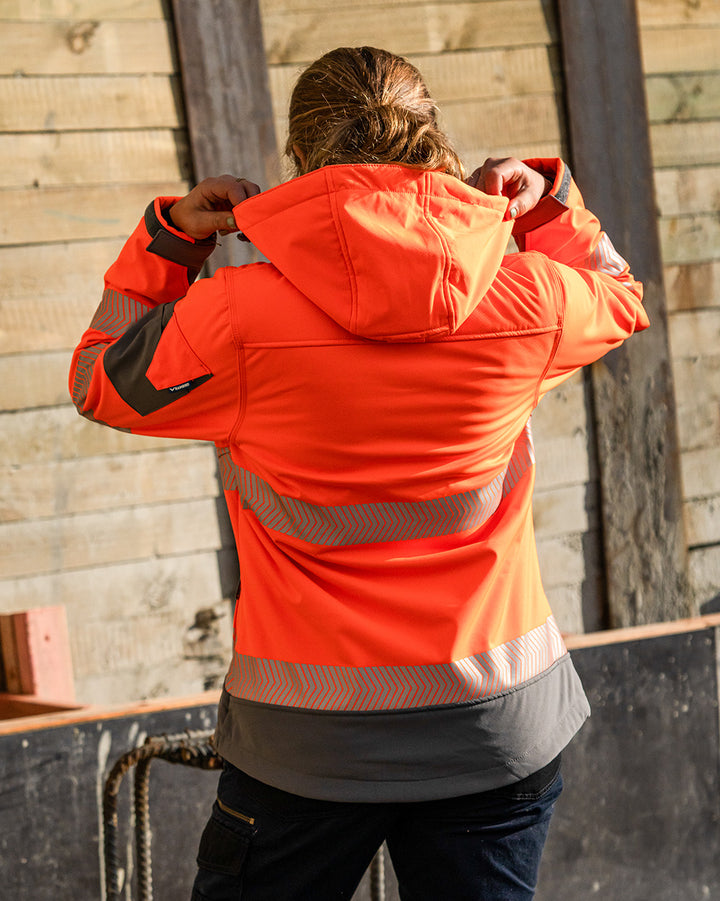 Ellis Hi-Vis Softshell in Fluoro Orange & Charcoal