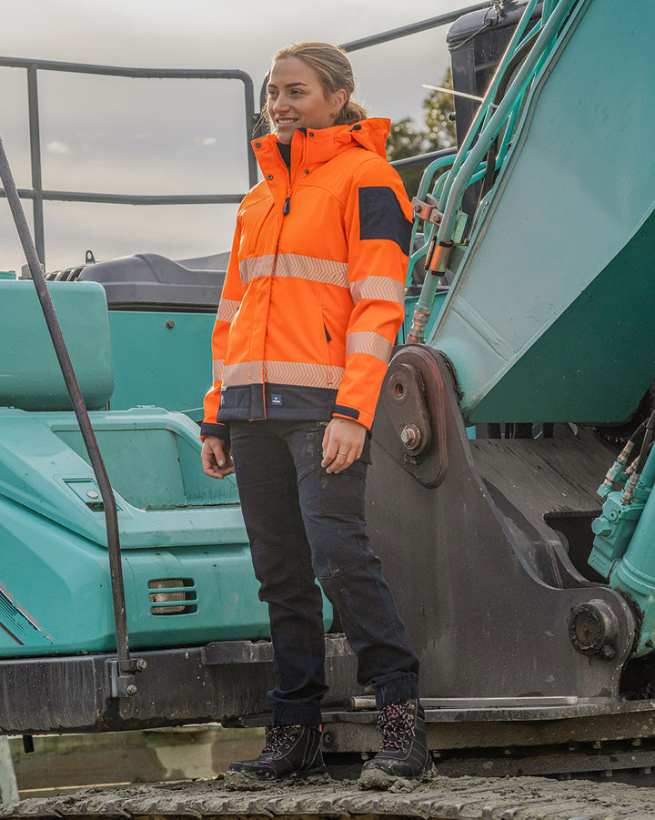 Ellis Hi-Vis Softshell in Fluoro Orange & Navy