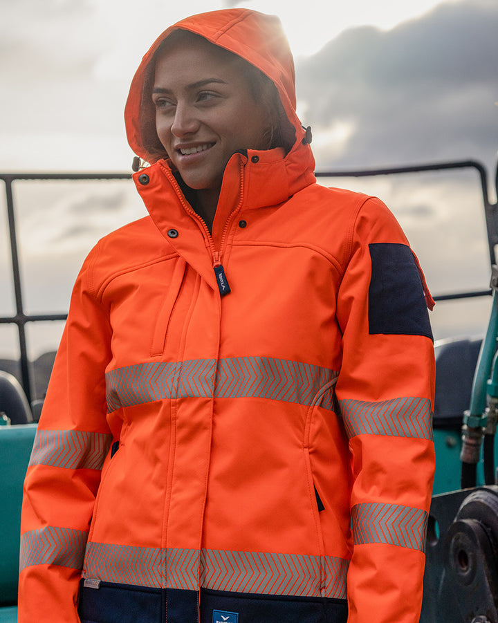 Ellis Hi-Vis Softshell in Fluoro Orange & Navy
