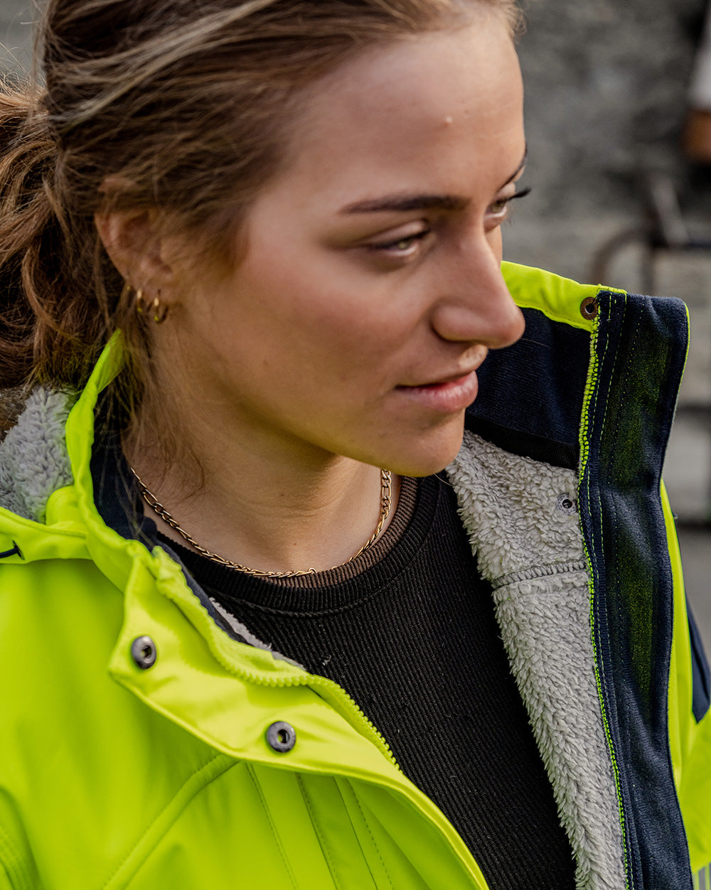 Ellis Hi-Vis Softshell in Fluoro Yellow & Navy