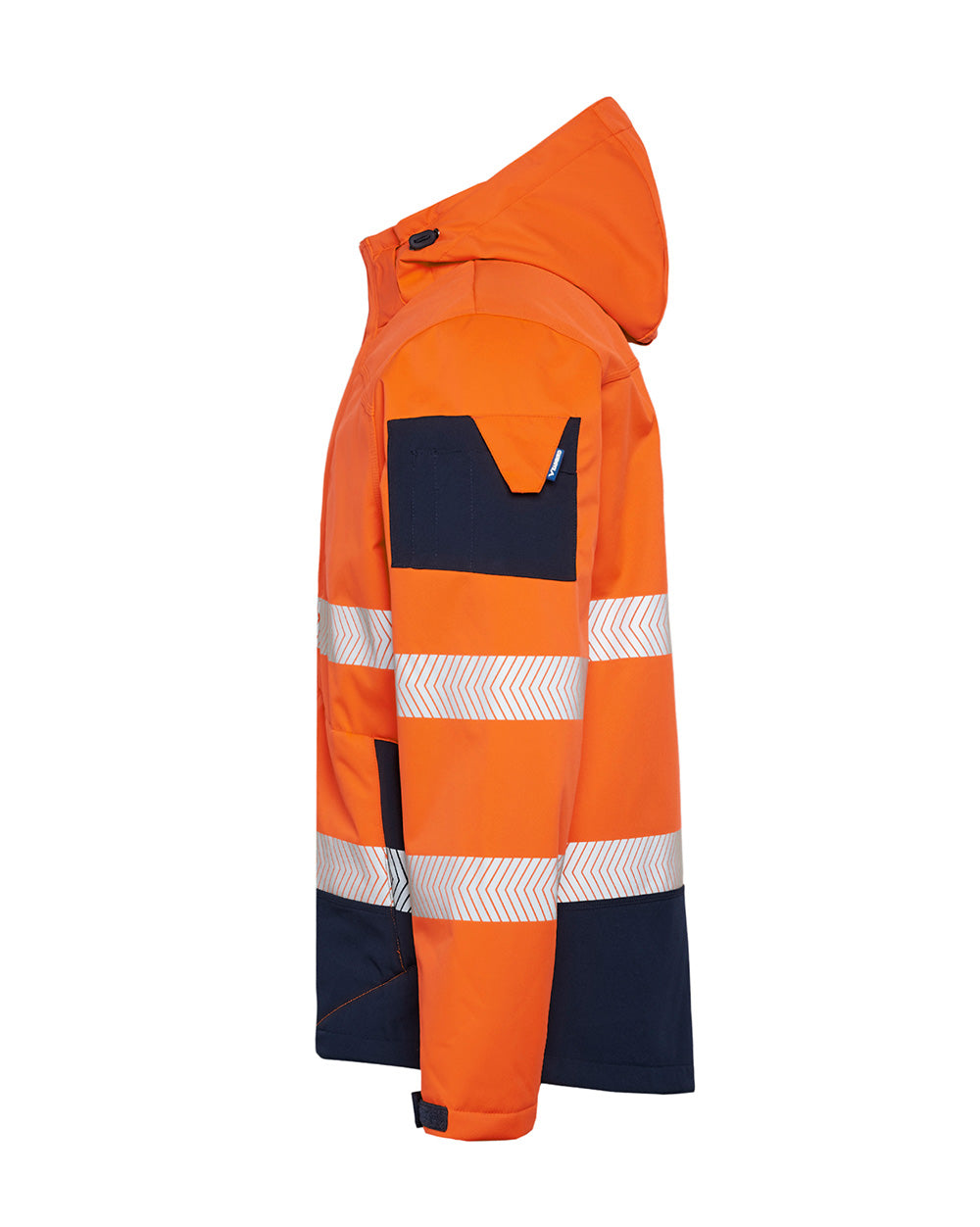 Jones Hi-Vis Softshell Coat in Fluoro Orange & Navy