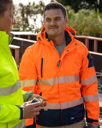 Jones Hi-Vis Softshell Coat in Fluoro Orange & Navy