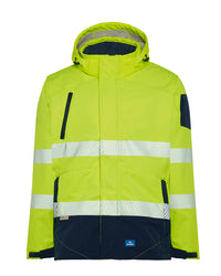 Jones Hi-Vis Softshell Coat in Fluoro Yellow & Navy