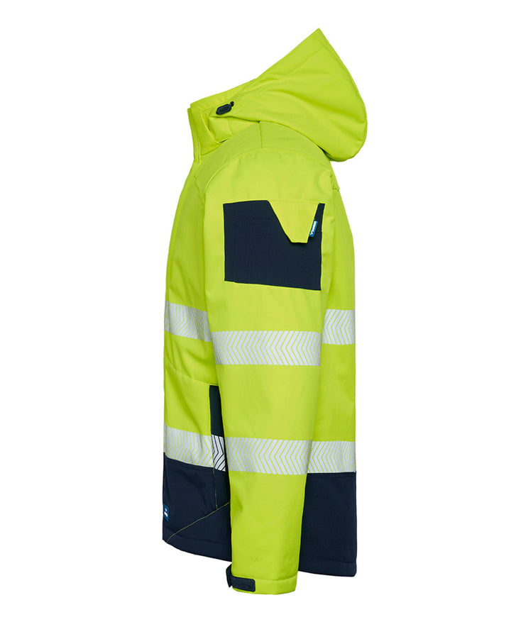 Jones Hi-Vis Softshell Coat in Fluoro Yellow & Navy