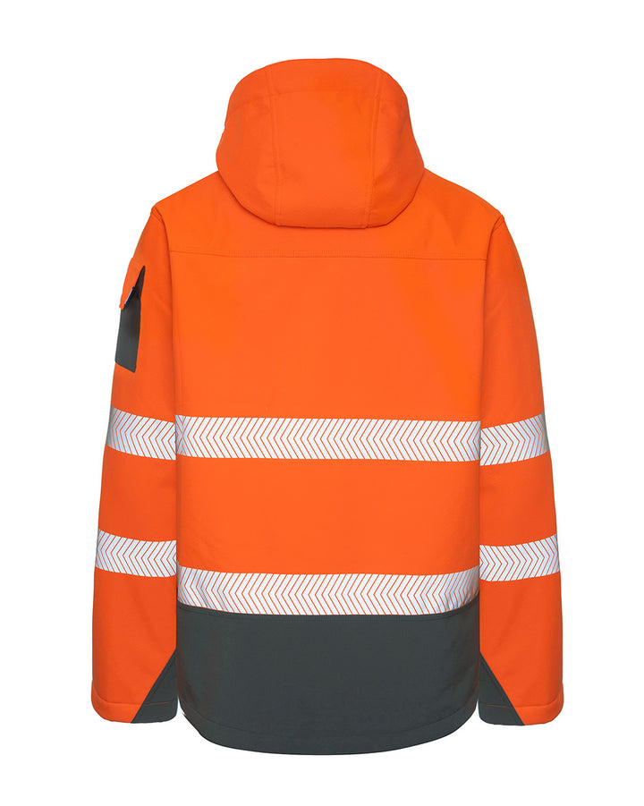 Jones Hi-Vis Softshell Coat in Fluoro Orange & Charcoal