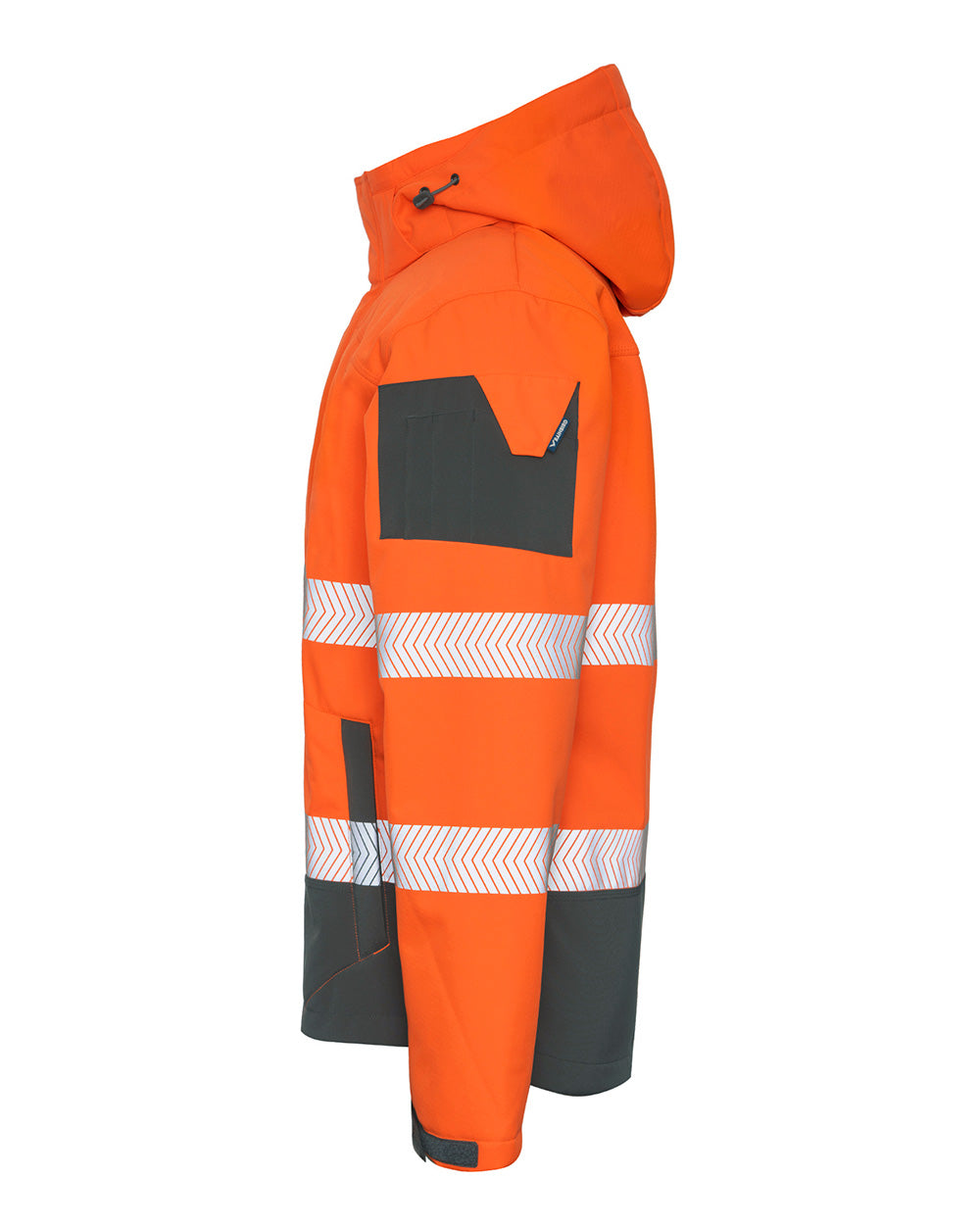 Jones Hi-Vis Softshell Coat in Fluoro Orange & Charcoal