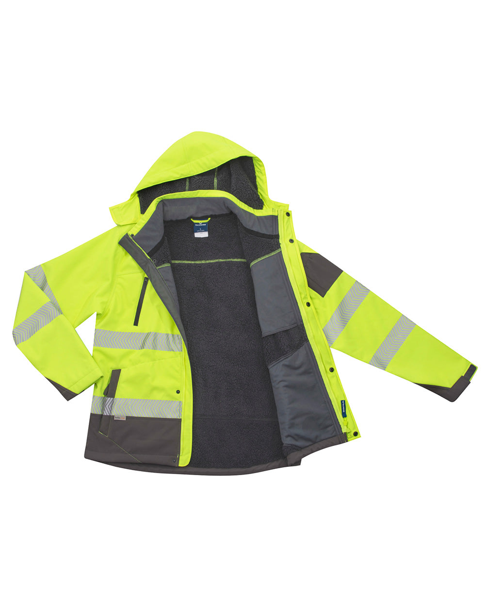 Jones Hi-Vis Softshell Coat in Fluoro Yellow & Charcoal