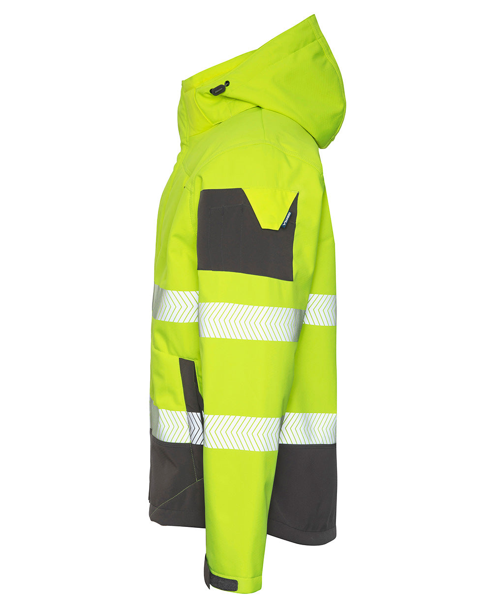 Jones Hi-Vis Softshell Coat in Fluoro Yellow & Charcoal