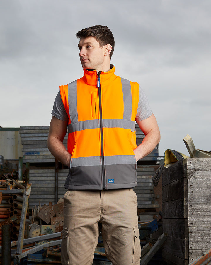 Hi-Vis Landy Softshell Jacket in Fluoro Orange & Charcoal