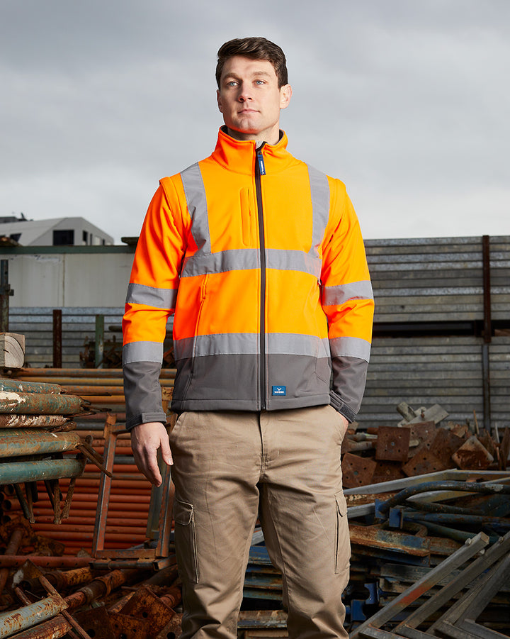 Hi-Vis Landy Softshell Jacket in Fluoro Orange & Charcoal