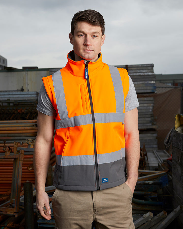 Hi-Vis Landy Softshell Jacket in Fluoro Orange & Charcoal
