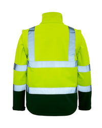 Hi-Vis Landy Softshell Jacket in Fluoro Yellow & Bottle Green