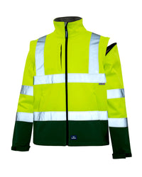 Hi-Vis Landy Softshell Jacket in Fluoro Yellow & Bottle Green