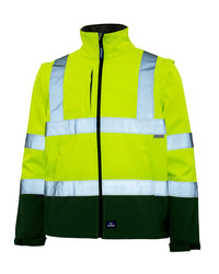 Hi-Vis Landy Softshell Jacket in Fluoro Yellow & Bottle Green