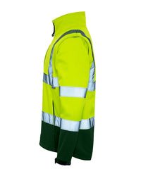 Hi-Vis Landy Softshell Jacket in Fluoro Yellow & Bottle Green