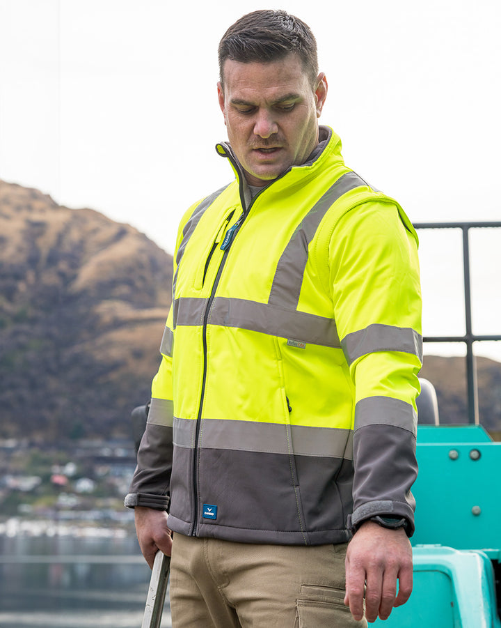 Hi-Vis Landy Softshell Jacket in Fluoro Yellow & Charcoal