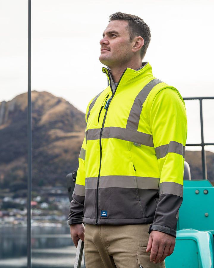 Hi-Vis Landy Softshell Jacket in Fluoro Yellow & Charcoal