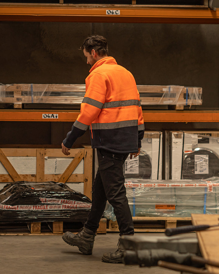 Hi-Vis Lumber Jacket with Tape in Fluoro Orange & Navy