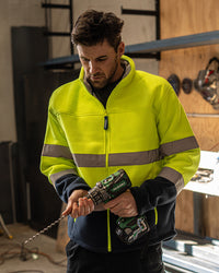 Hi-Vis Lumber Jacket with Tape in Fluoro Yellow & Navy