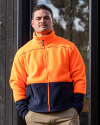 Lumber Jacket in Fluoro Orange & Navy