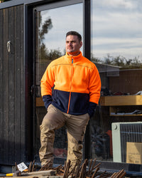 Lumber Jacket in Fluoro Orange & Navy